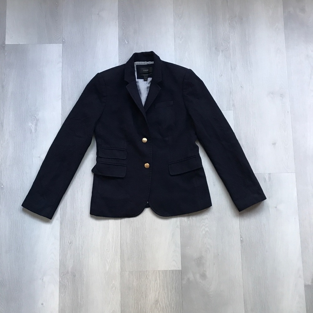 J CREW NAVY WOOL SCHOOL BOY BLAZER JACKET GOLD BUTTONS WOMENS 4
